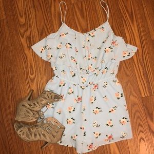 Light blue floral romper